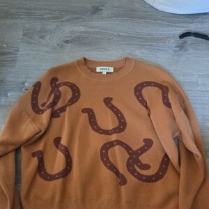 Brown Horseshoe Pattern Sweater
